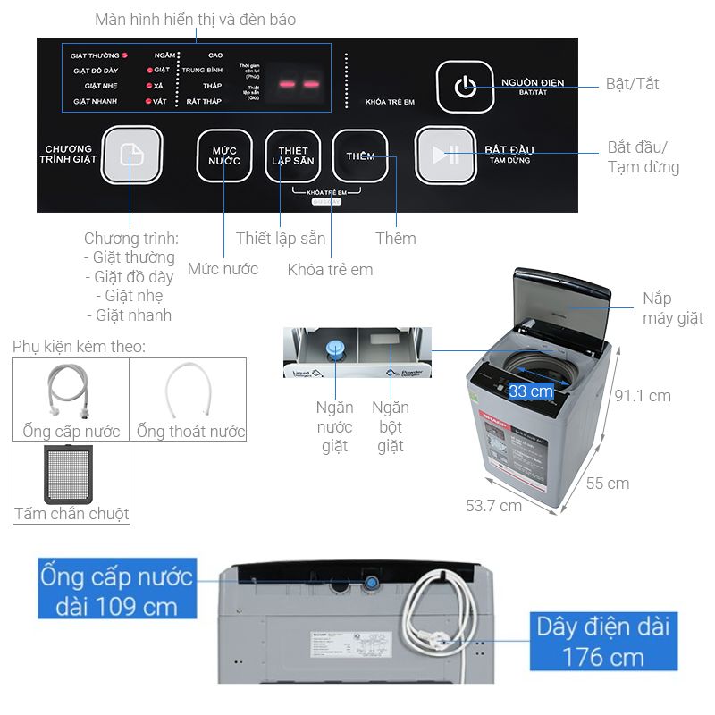 Máy giặt Sharp lồng đứng dịch vụ sửa chữa tận tâm