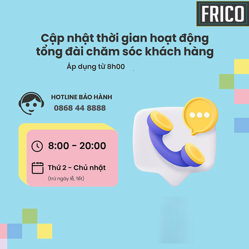 tổng đài tiếp nhận sửa chữa bảo hành sản phẩm frico
